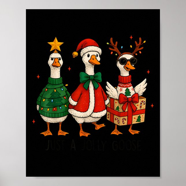 Póster Just Jolly Goose Christmas Santa Reindeer Xmas Tre (Frente)