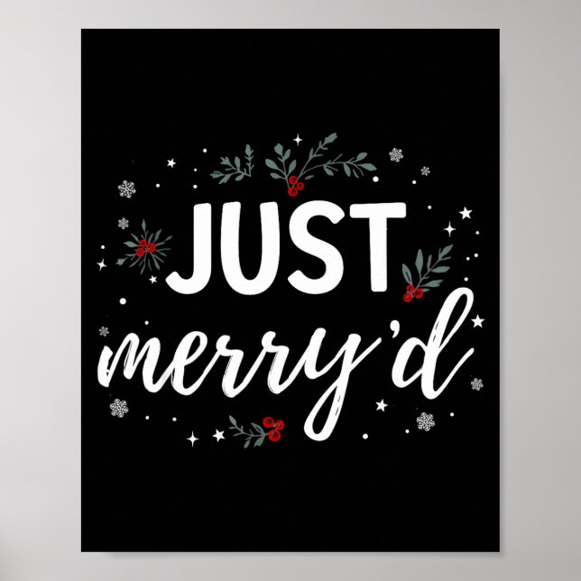 Póster Just Merry'd Matching Christmas Wedding Party Marr (Frente)