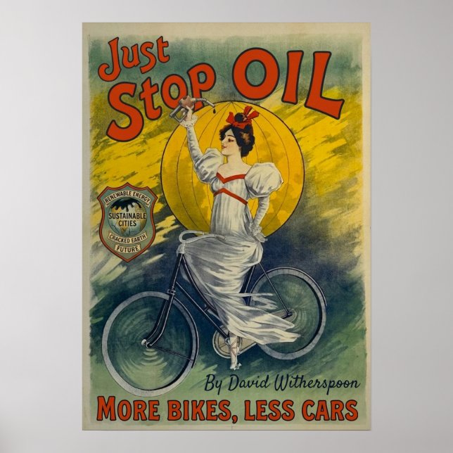 Póster Just Stop Oil Mug More Bikes Less Cars Activist (Frente)