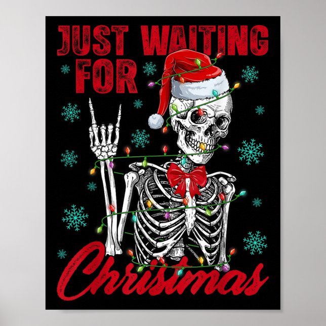 Póster Just Waiting For Christmas Skeleton Rock Hand Sign (Frente)