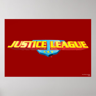 Póster Justice League Thin Name and Shield Logo