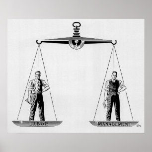 Póster Justicia Laboral Vintage, Escalas de la Justicia