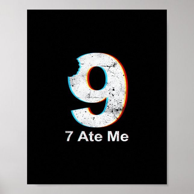 Póster Justicia para 9 Divertido 7 se comió 9 Chiste de m (Frente)