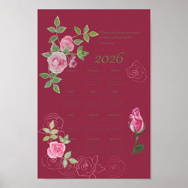 Póster JW year text calendar customizable (Frente)