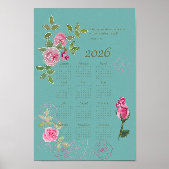 Póster JW year text calendar customizable (Frente)