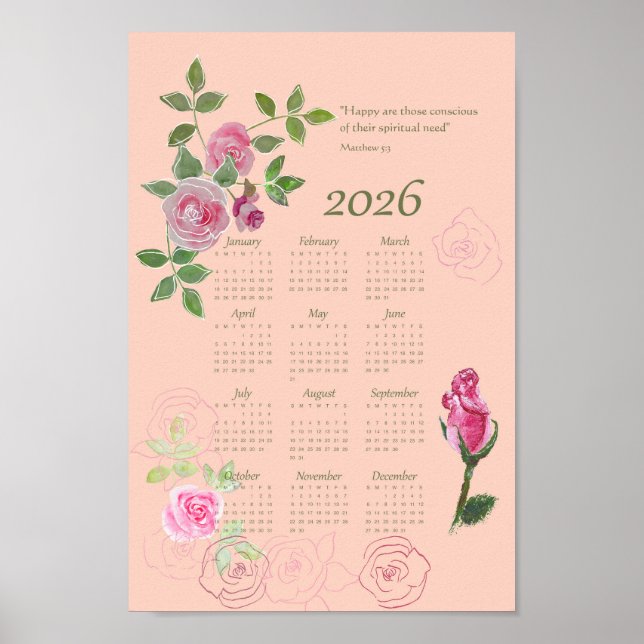 Póster JW year text Matthew calendar customizable (Frente)