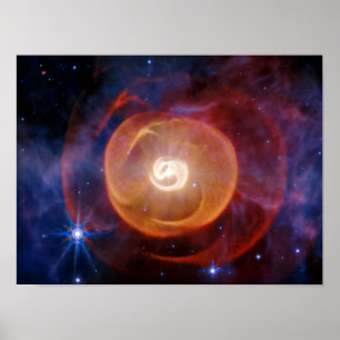 Póster JWST Polvo alrededor del sistema de estrellas Wolf