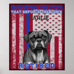 Póster K-9 Veterano Boxer Working Dog Personalizado