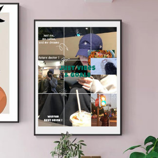 Póster K-Aesthetic Winter Moodboard Cozy Café Collage