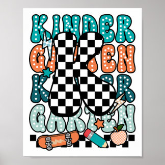 Póster K Kindergarten Teacher Checkered Back To School Ki