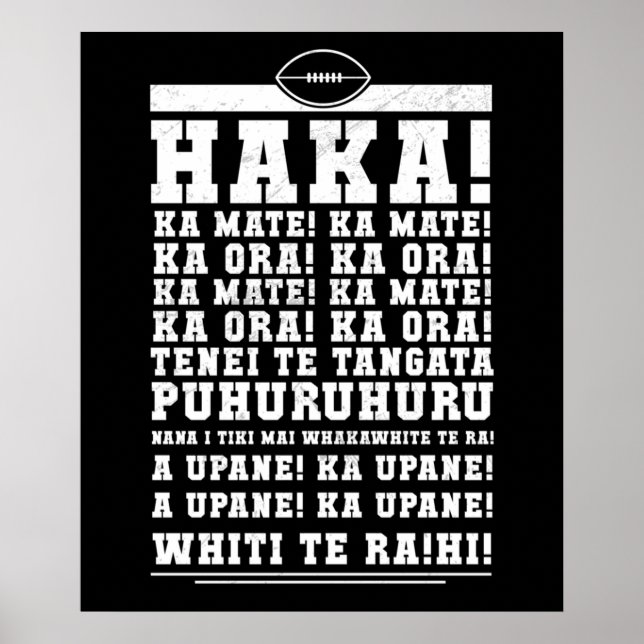 Póster Ka Mate Haka New Zealand Rugby War Cry (Frente)