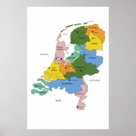 Póster Kaart van Nederland