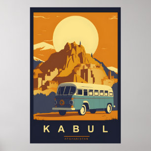 Póster Kabul, Afganistán, Poster de Viajes por Vintage