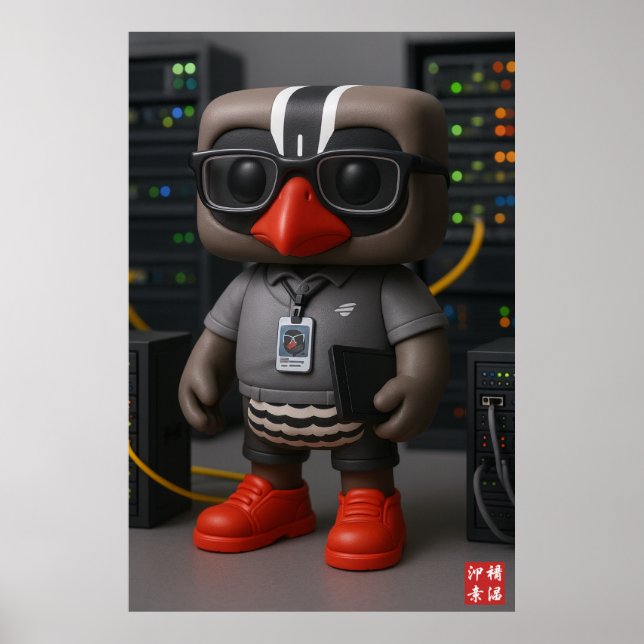 Póster Kagu trabajando en el centro de datos (Frente)