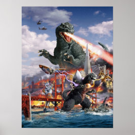 Póster Kaiju Monster Dragon Dinosaur Battle