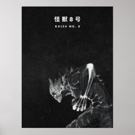 Póster Kaiju No. 8 Black & White Manga Style