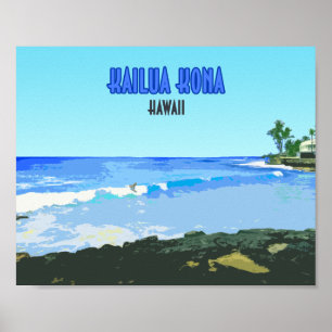 Póster Kailua Kona Big Island Hawaii Vintage