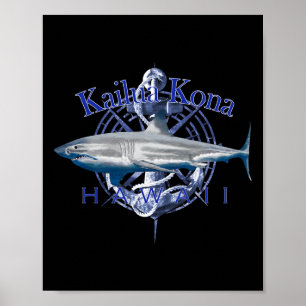 Póster Kailua Kona Hawái Náutico Vela Embarcaciones 