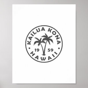 Póster Kailua-kona Hawái Palma Hombres Mujeres Niñas Niño