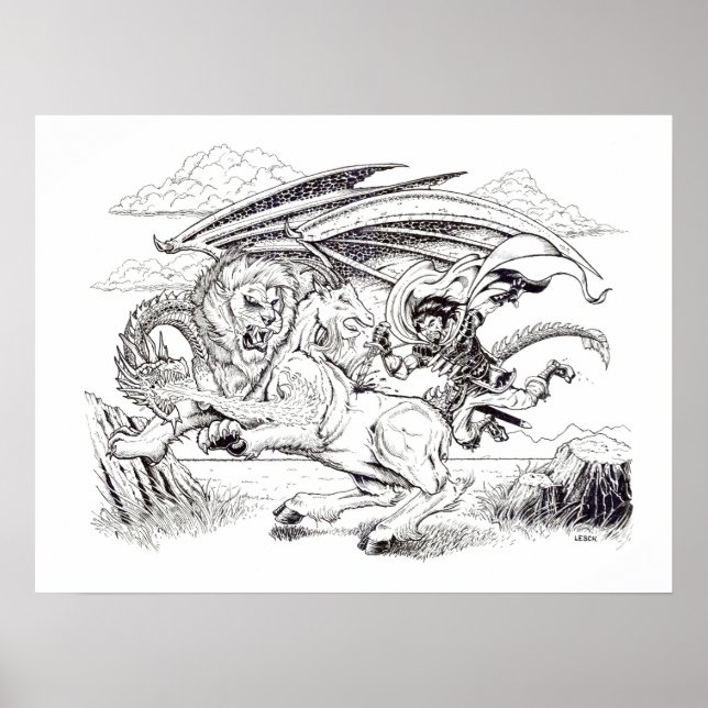 Póster "Kaine and the Chimera" - ilustracion Tracy Lesch (Frente)