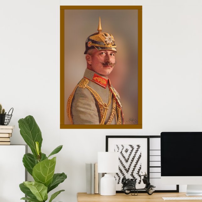 Póster Kaiser Wilhelm II, Emperador de Alemania con firma (Oficina en casa)