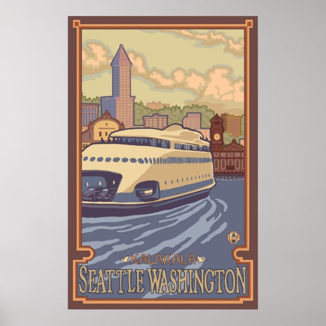 Póster Kalakala Ferry Seattle, Poster de Viajes por Vinta (Frente)