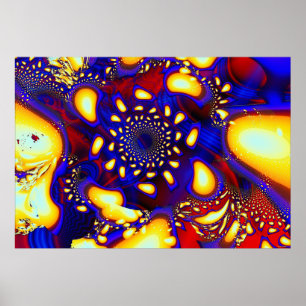 Póster KaleidoBerries Fractal de vidrio fundido psicodéli
