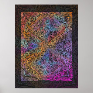 Póster Kaleidoscope arcoiris Mandala