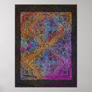 Póster Kaleidoscope arcoiris Mandala