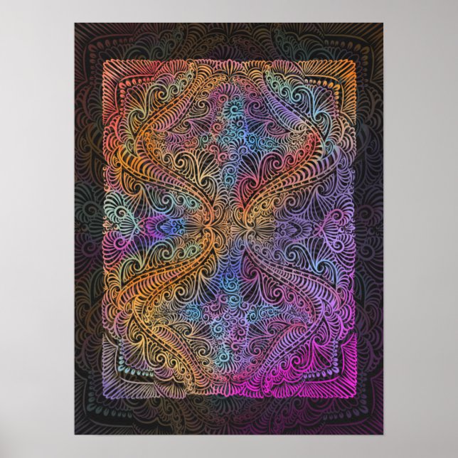 Póster Kaleidoscope arcoiris Mandala (Frente)