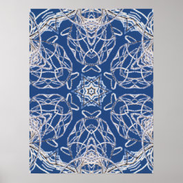 Póster Kaleidoscope Azul brillante, blanco, una sola estr