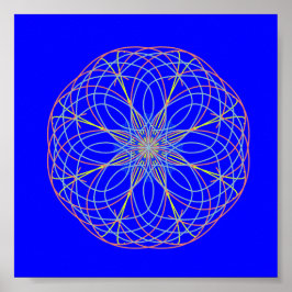 Póster Kaleidoscope Mandala Art Energy Ball Poster azul