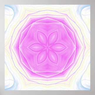 Póster Kaleidoscópico rosa y crema Mandala Art