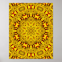 Póster Kaleidoscopio Amarillo y Vintage Rojo