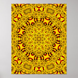 Póster Kaleidoscopio Amarillo y Vintage Rojo