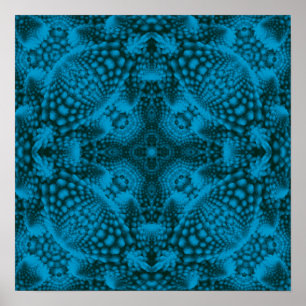 Póster Kaleidoscopio azul azul vintage negro
