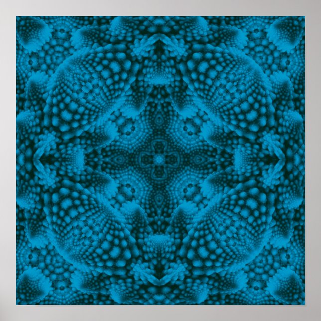 Póster Kaleidoscopio azul azul vintage negro (Frente)