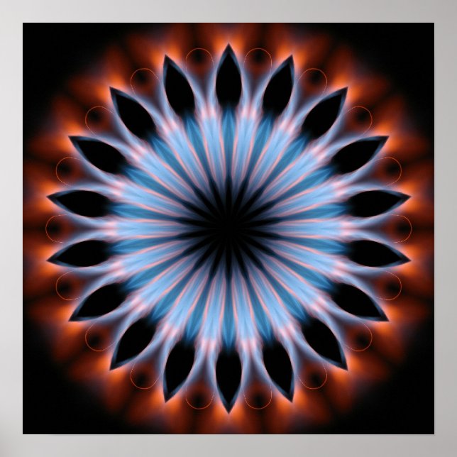 Póster Kaleidoscopio con llamas de fuego (Frente)