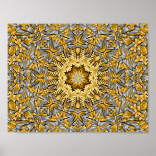 Póster Kaleidoscopio Metalizado de plata dorada preciada