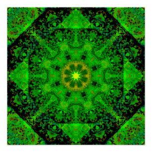 Póster Kaleidoscopio verde viridiscente,