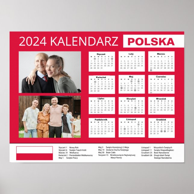 Póster Kalendarz z własnymi zdjęciami 2024 | Polonia (Frente)