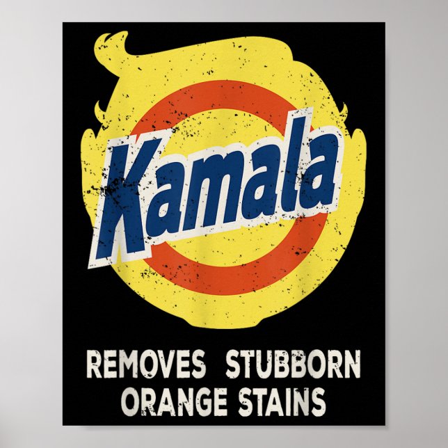 Póster Kamala Detergent retira Naranja testaruda manchas (Frente)