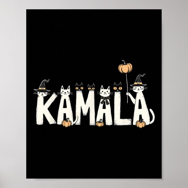 Póster Kamala Halloween Cat Lover Witch Name Design (Frente)