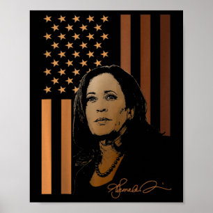 Póster Kamala Harris 2024 Bandera estadounidense Señora P