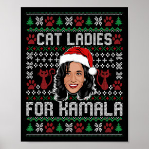 Póster Kamala Harris 24 Ugly Navidades Cat Ladies Para Ka