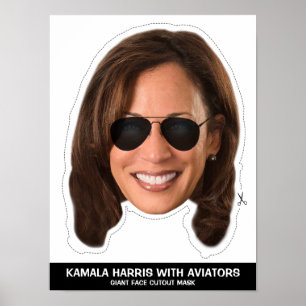 PÓSTER KAMALA HARRIS CON AVIADORES MÁSCARA CORTOUT