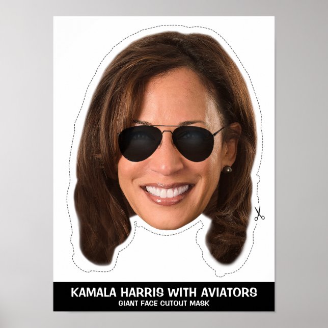 PÓSTER KAMALA HARRIS CON MÁSCARA CUTOUT DE AVIADORES (Frente)
