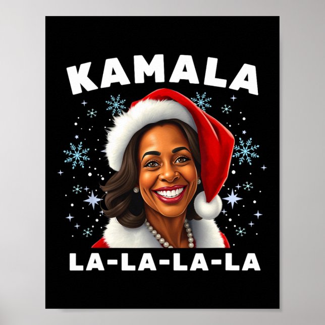 Póster Kamala Harris divertida Navidad 2024 coma La Men W (Frente)