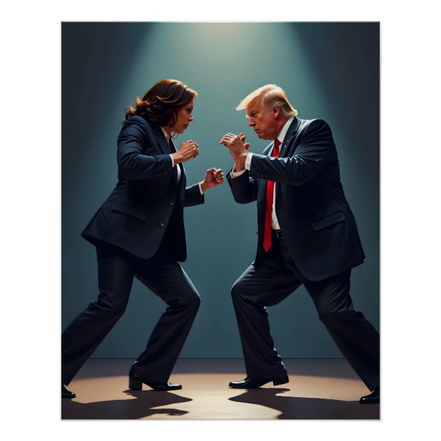 Póster Kamala Harris Donald Trump lucha 2024 (Anverso)