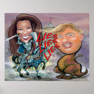 Póster Kamala Harris en defensa de la bestia de las menti